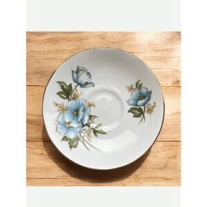 Queen Anne Blue Poppy Flowers Saucer Vintage Bone China England
